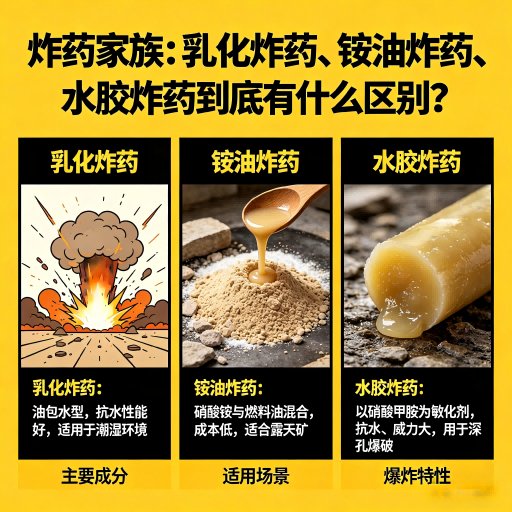 兰州炸药家族：乳化炸药、铵油炸药、水胶炸药到底有什么区别？